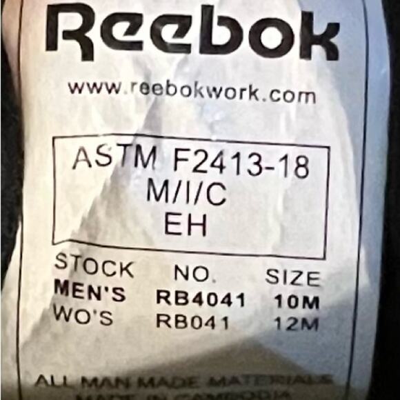 Reebok Men's Steel Toe Black Sublite Cushion Work Athletic Size 10 - Picture 5 of 7